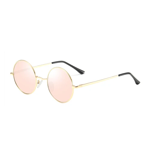 C04Pink Классические поляризованные винтажные круглые солнцезащитные очки для мужчин и женщин, солнцезащитные очки для вождения, мода, стиль, металл, оправа, ретро очки UV400 PL1024 - Цвет линз: C04Pink