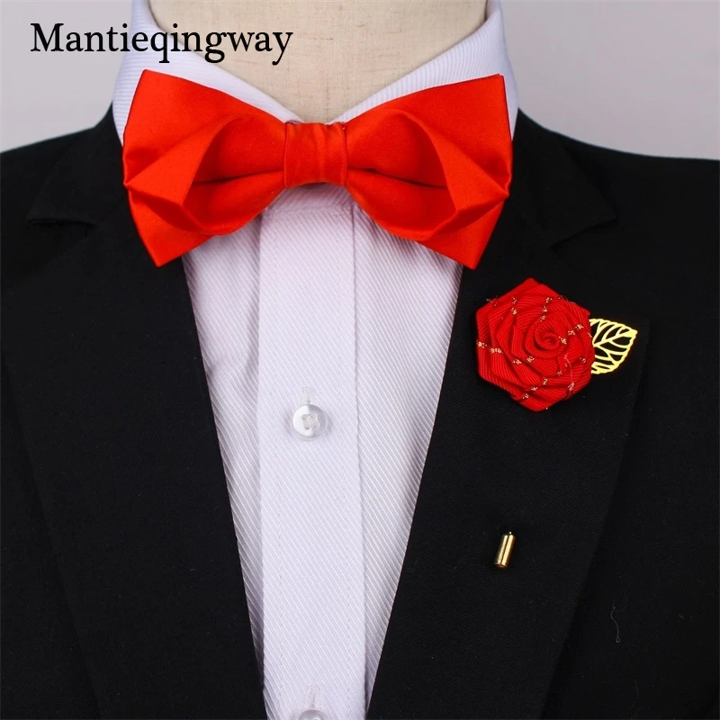 Mantieqingway официальная Мужская брошь Бант Набор для мужских костюмов сплошной цвет