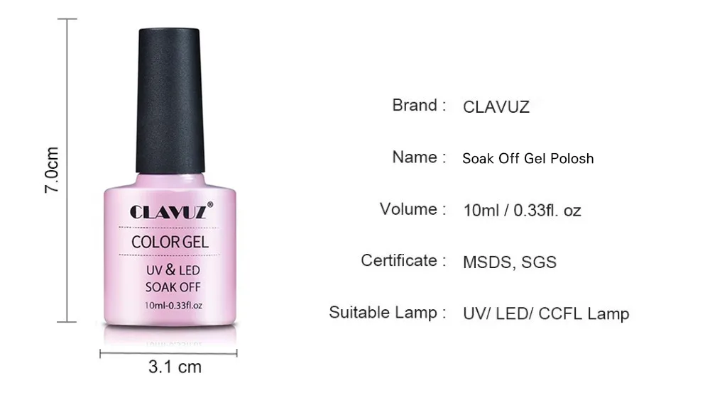 CLAVUZ Macaron UV светодиодный Полупостоянный долговечный Гель-лак черный белый чистый Цвет Гель-лак для ногтей 10 мл