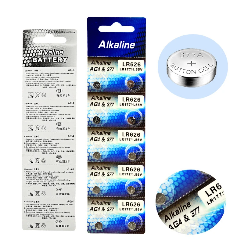 Новые 10 шт. 1 карты AG4 кнопочные аккумуляторы 55 в LR626 LR66 377 SR626SW 177 сотовые Часы