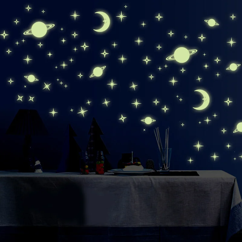 12 шт./компл. детские наклейки с милой комнатной Вселенной цветные звезды