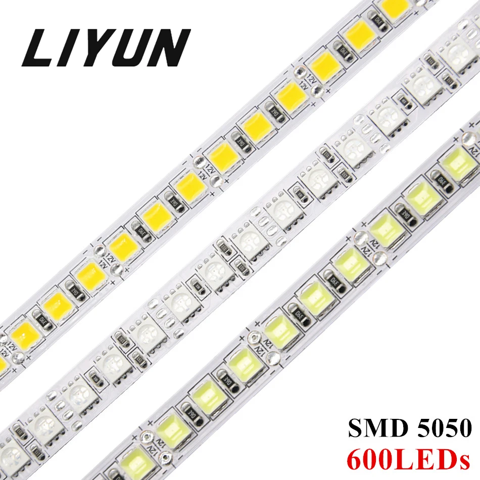 DC 12 V Luz RGB Светодиодные ленты 5050 SMD не Водонепроницаемый 5 м 600 светодиодный Тира