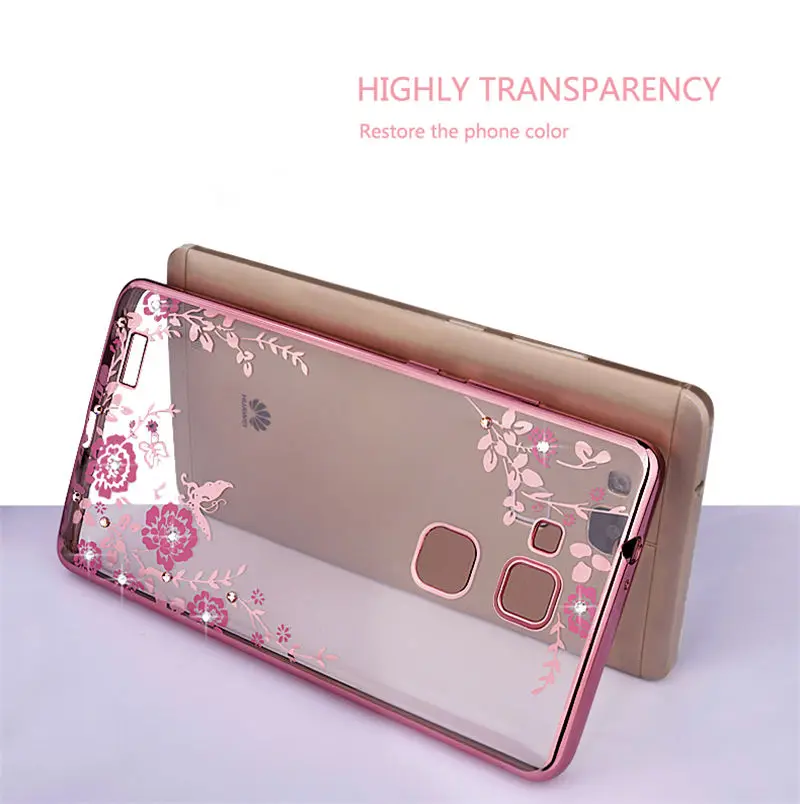 Beworlder для Huawei Коврики 7 Secret Garden со стразами Мягкие TPU Телефонные Чехлы золотым
