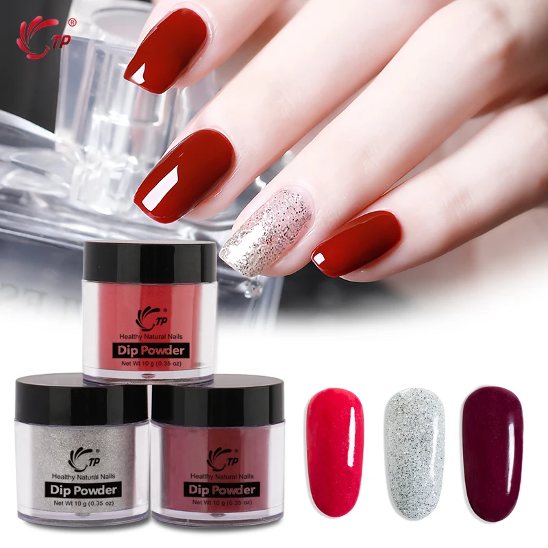 

TP 3 Color/Set 10g Nail Dipping Powder Starter kit No Need Lamp Cure Natural Dry 10ml Activator Top Coat Base Gel for Dip Powder