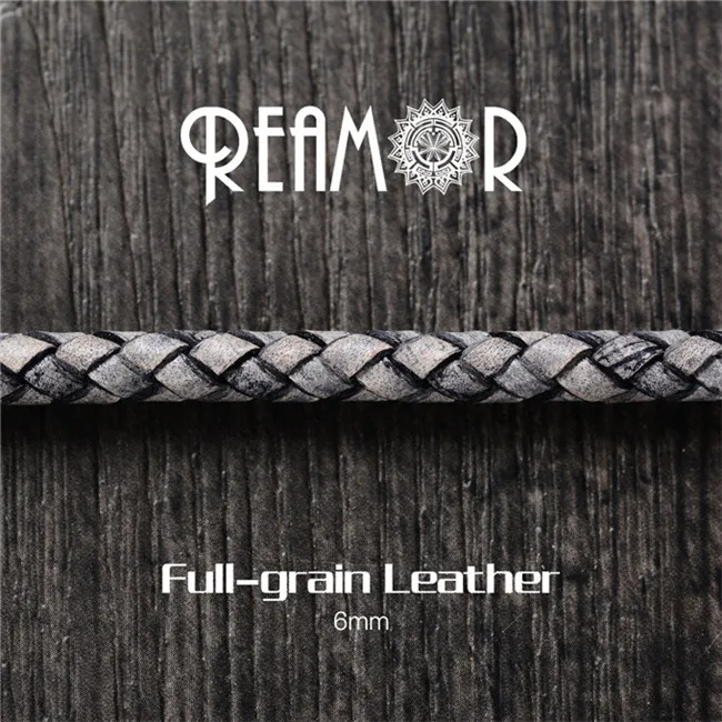 Retro Gray REAMOR Classic 316l Stainless Steel Roman Warrior Helmet Genuine Leather Bracelet For Men Charm Jewelry Handmade Wristband Gift - Окраска металла: Retro Gray