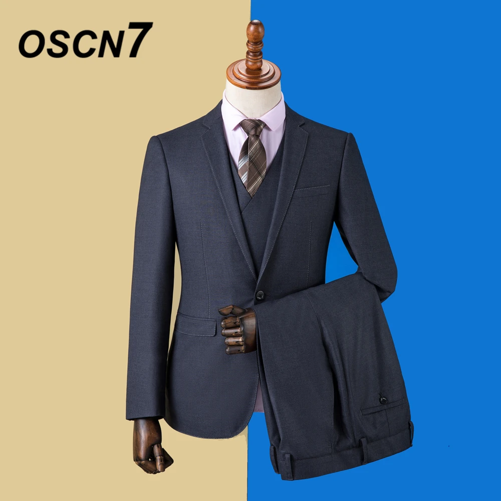 OSCN7 2019 Костюмы Под заказ в полоску для мужчин приталенный костюм свадебной