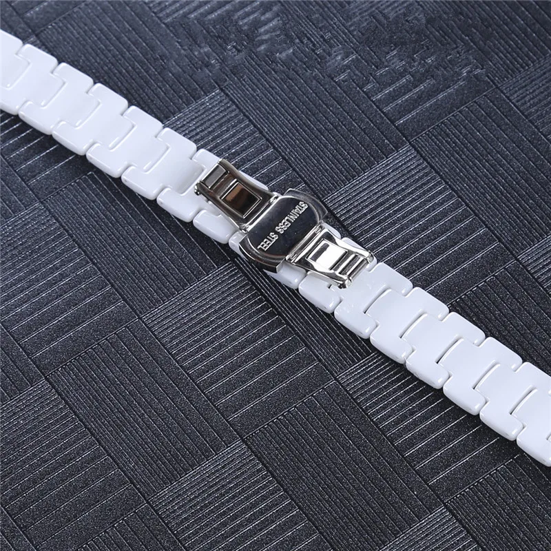 HQ 14 mm White Ceramic Watchband 7MM Concave Interface End Replacement Watch Strap Small Bracelet Wristwatches Bands Belt Tool