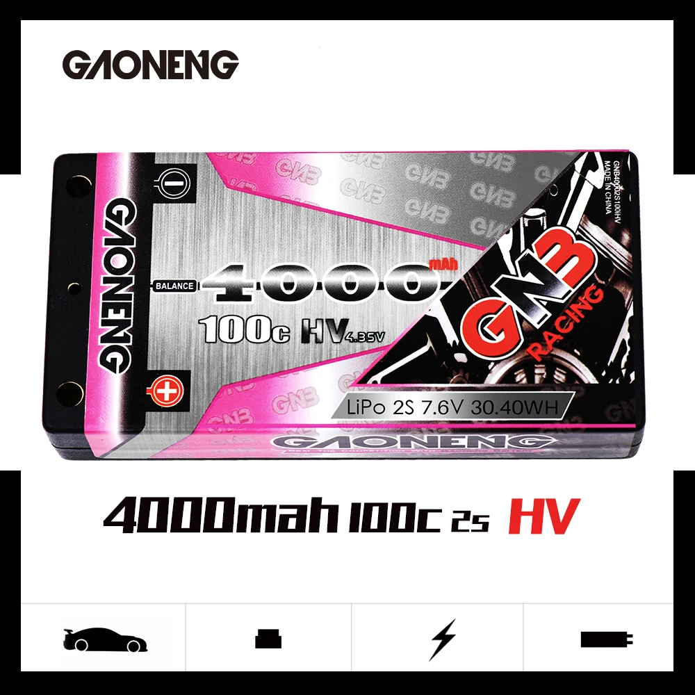 Gaoneng GNB 4000 мАч 2S 7 6 В 100C/200C Hardcase короткошерстная HV LiPo батарея 4 0 мм для RC HPI HSP 1/8 1/10