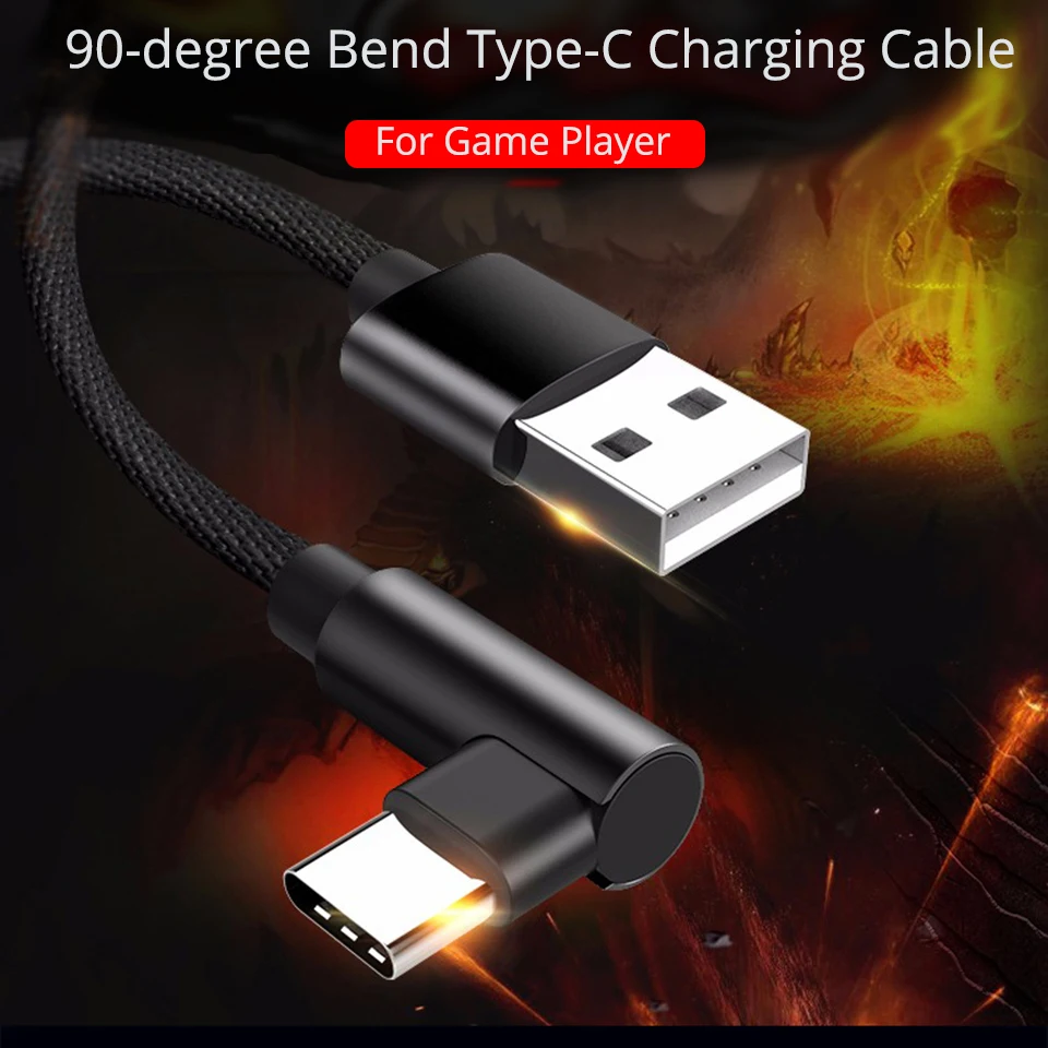 FONKEN тип изгиба C 90 градусов USB кабель для быстрой зарядки L образный зарядный шнур