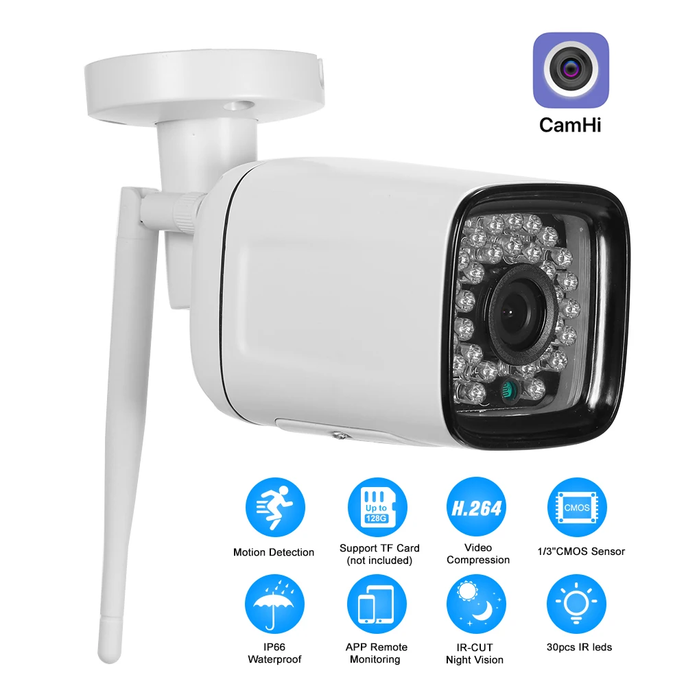 

1080P Bullet WIFI камера с защитой от атмосферных воздействий Беспроводная ip-камера 2.0MP приложение контроль движения ночное CCTV домашнее наблюдение