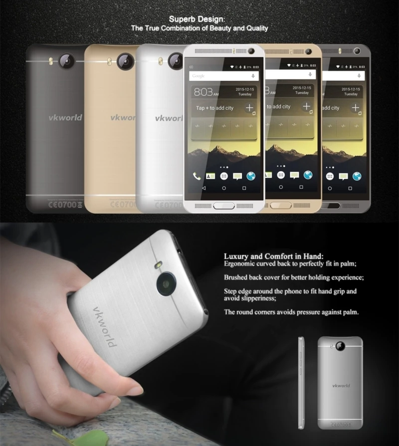 Оригинал VKworld VK800X Android 5.1 5.0 дюймов 8 ГБ ROM 1 RAM MTK6580 Quad Core 1.3 ГГц Поддержка Dual SIM Play Store