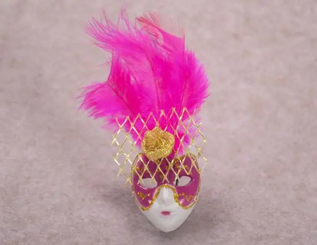 Mini Masks Carnival of Venice Tourist Travel Souvenir 3D Mask Fridge Magnet Wearing Hat with Feathers Party favors colorful gift | Дом и сад