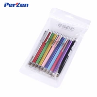 10pcspack high quality metal capacitive touch pen stylus screen fiber capacitive cloth for phone tablet laptop zip bag