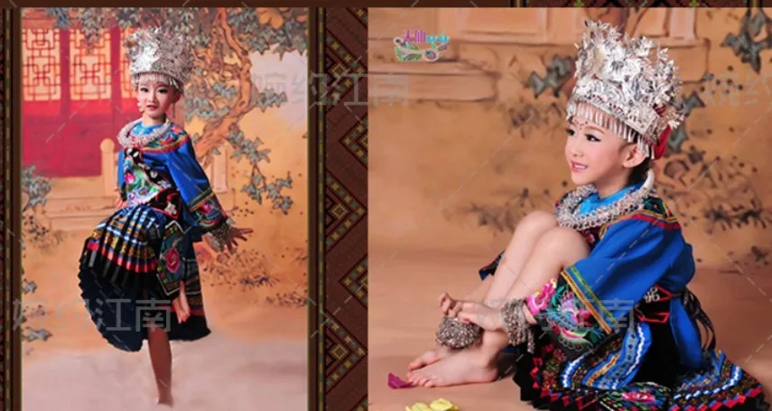Детский костюм Tian Xian Mei для девочек из группы миниатюра Miao фотография или
