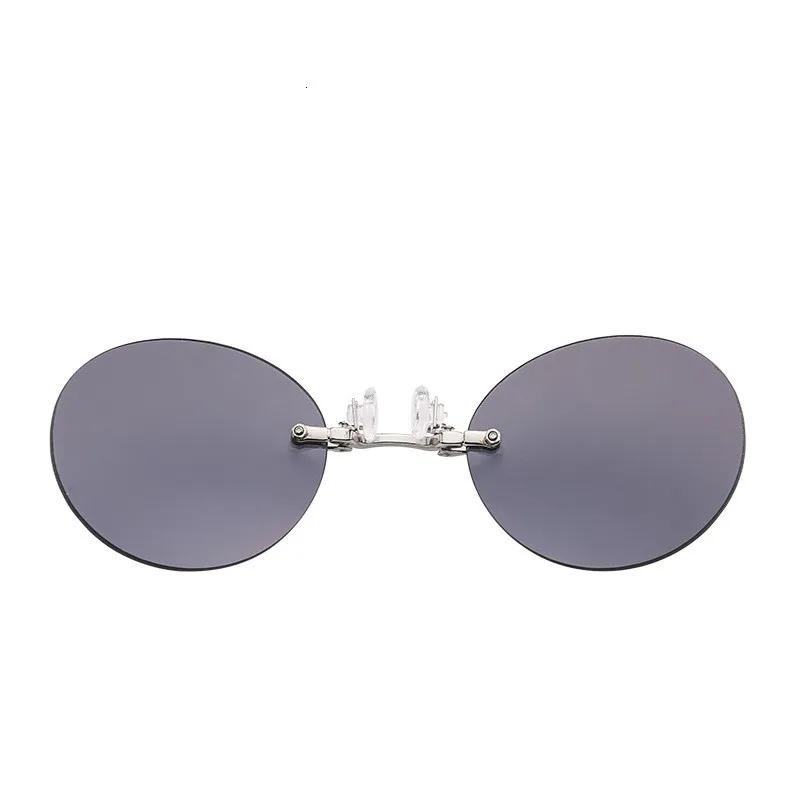 Fashion Clip On Nose Sunglasses Men Vintage Mini Round Sun Glasses Hacker Empire Matrix Morpheus Rimless UV400 | Аксессуары для