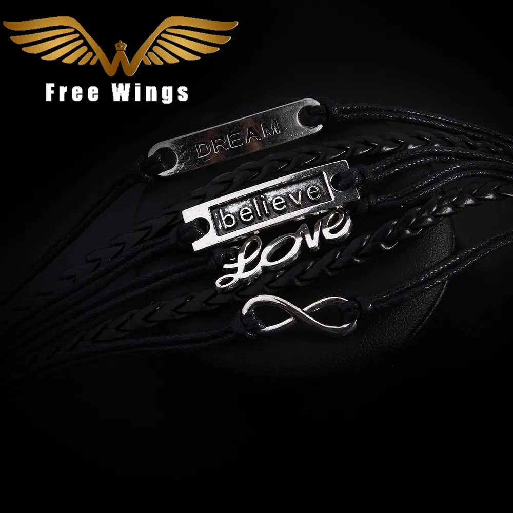 Мужской браслет бесконечной любви темно черного цвета кожаный Шарм богемные