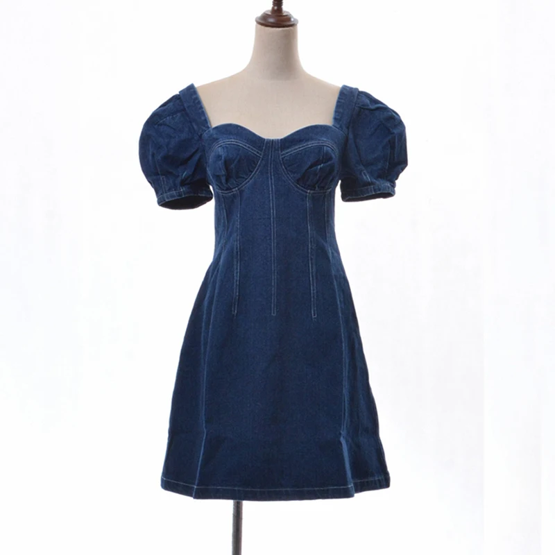 Высокая уличная Новая мода подиум 2019 дизайнерское платье женское джинсовое с