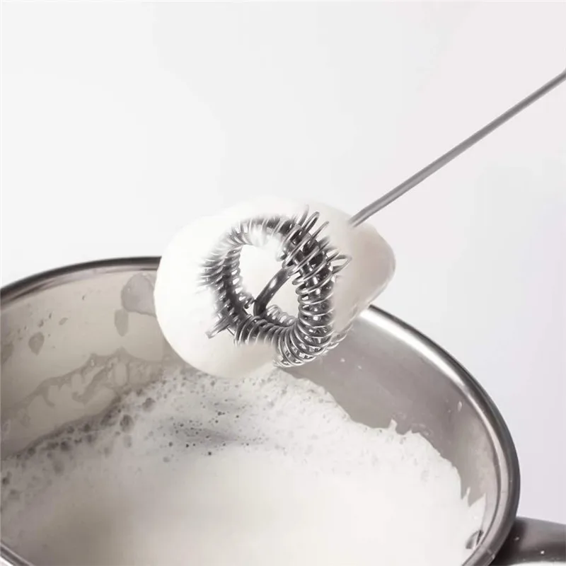 Novel Handheld Milk Frother Stainless Steel Foam Maker Battery Powered Drink Mixer for Cappuccino Shipping | Дом и сад