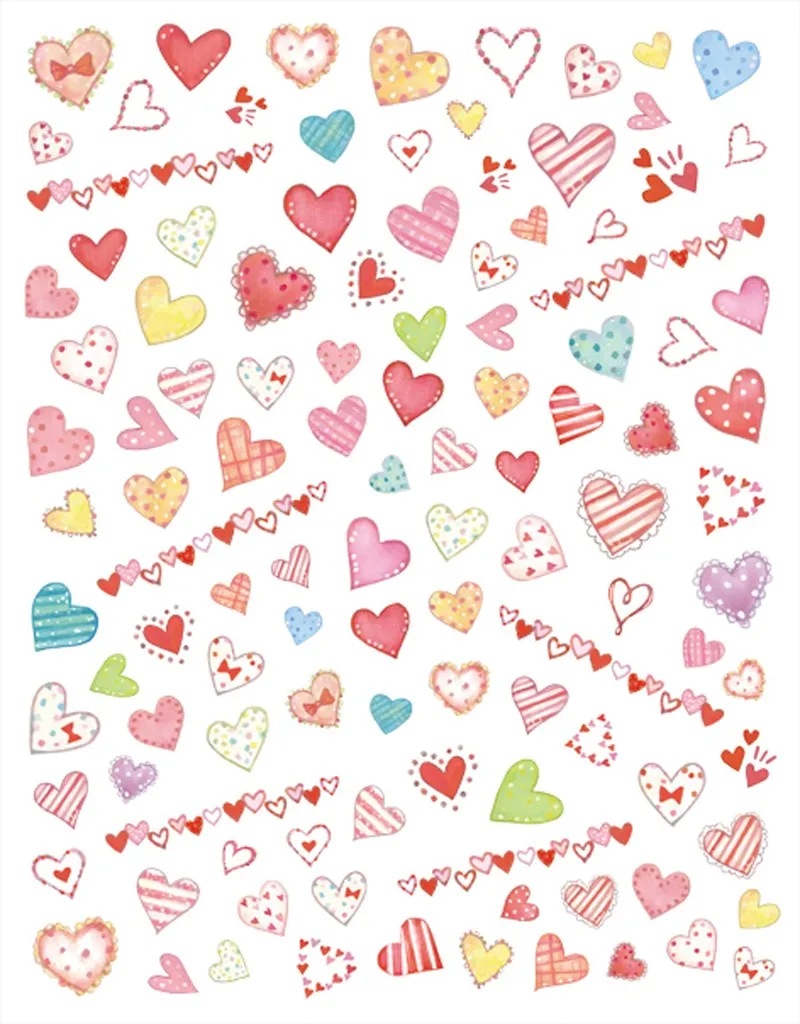 Оптовая продажа 24 шт милые наклейки для дизайна ногтей в виде сердца