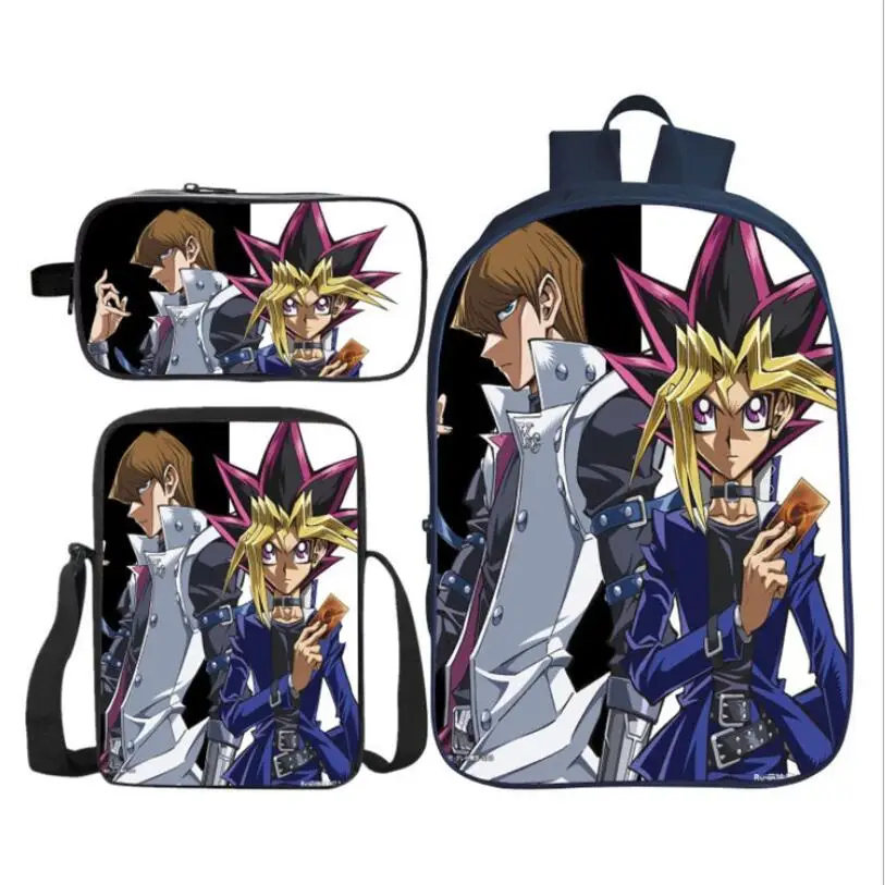 3 шт./компл. модные детские школьные сумки с 3D принтом Yu Gi Oh детский рюкзак
