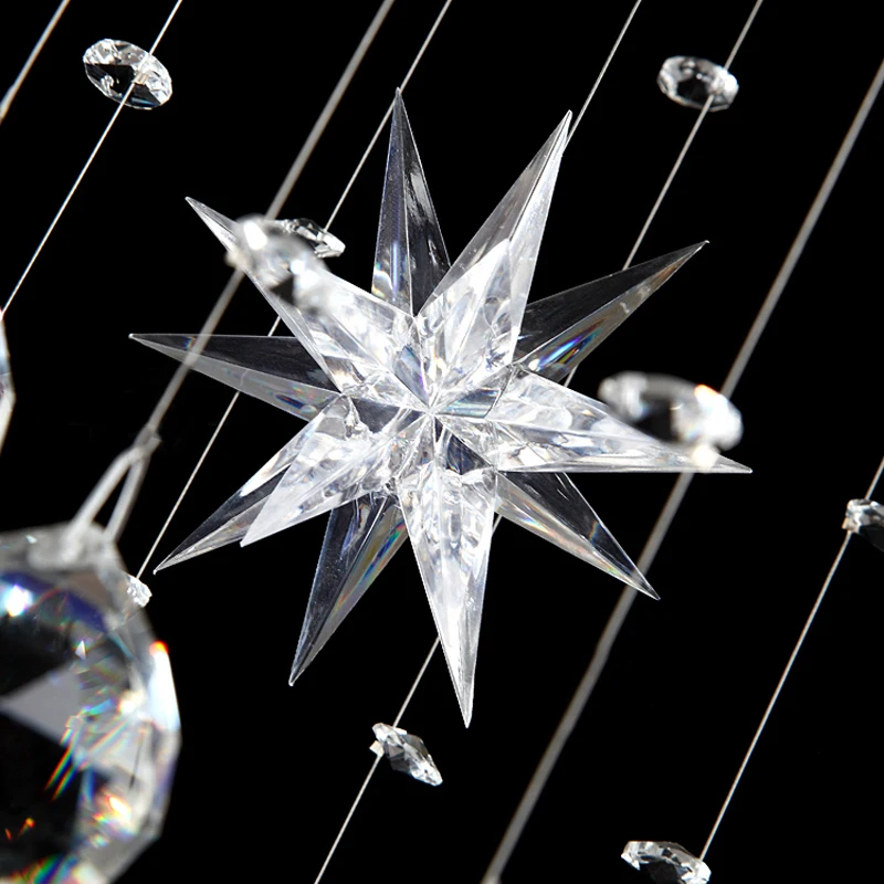 Satılık 50 Cm Modern GU10 Ampul LED Merdiven Spiral Kristal Gömme Montaj Avize Villa Merdiven Koridor Asılı Işık Aydınlatma Dekorasyon