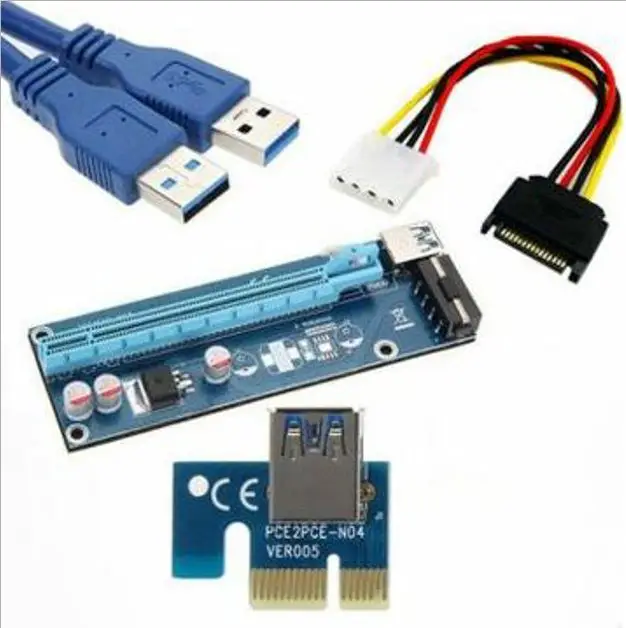 2 шт. Riser pci e 1x к 16x добыча специальный адаптер Extender адаптера SATA 15 контактный разъем