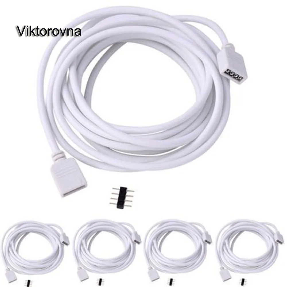 4-контактный удлинитель, кабель, разъем шнура, RGB 5050 3528, Светодиодная лента, светильник, соединительный провод для 5050 3528 RGB, светодиодный светильник, 1 м, 2 м, 5 м