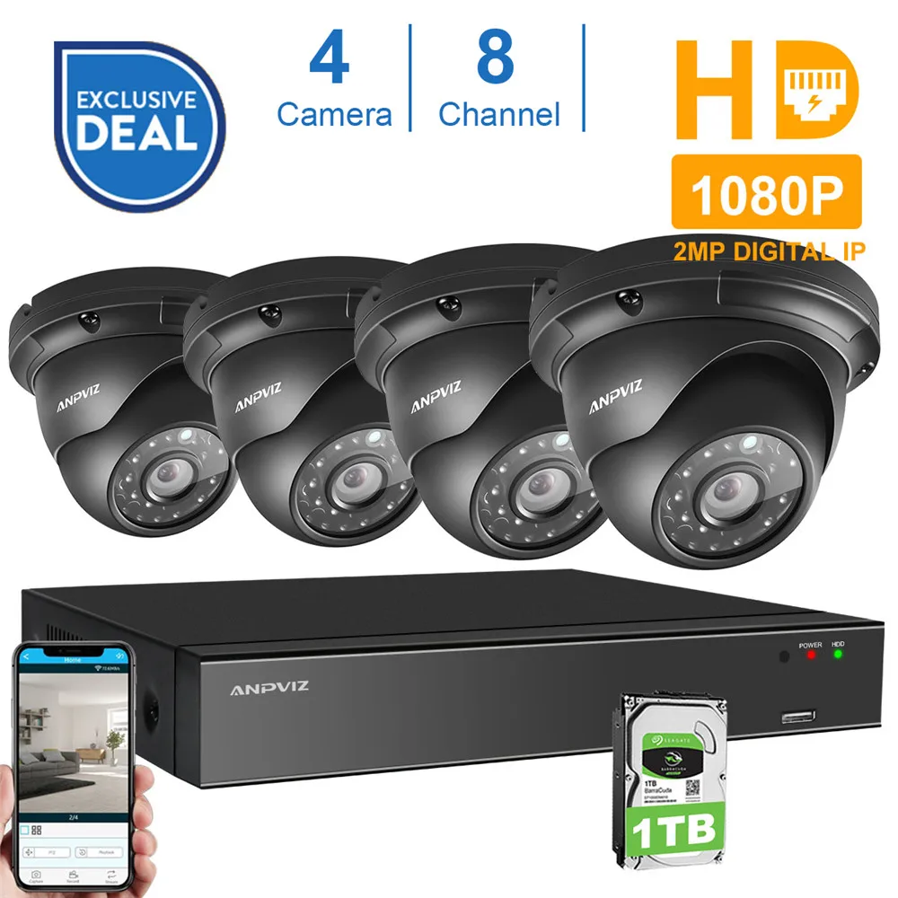 8CH 1080 P POE NVR комплект системы видеонаблюдения 4 шт. 2.0MP вандалоустойчивый Купол