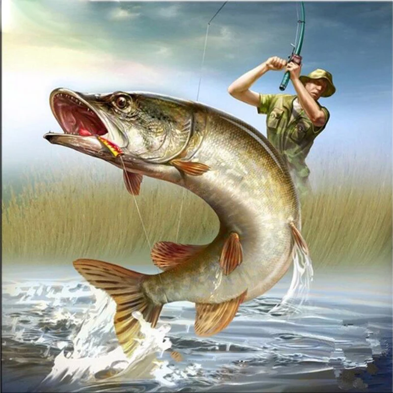 

100% DIY 5D Diamond Mosaic fishing Diamond Painting Cross Stitch Kits Diamond Embroidery Patterns Rhinestones