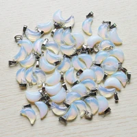 fubaoying moon synthetic opal stone necklace fashion natural wholesale 30pcslot pendants diy jewelry making for earrings gift