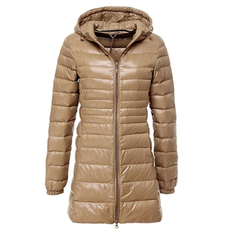 Женский ультралегкий пуховик теплая парка с капюшоном на осень и зиму большие