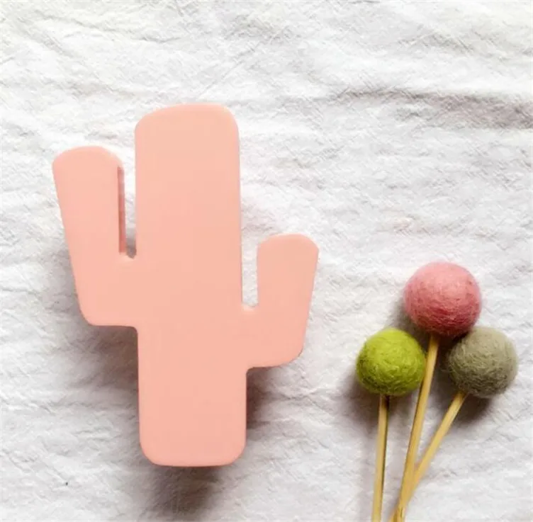Pink Cactus Деревянный мороженое/кролик/летучая мышь/борода/облака детская одежда крючок детская комната настенная вешалка в качестве украшения крючок подарок на день рождения - Цвет: Pink Cactus