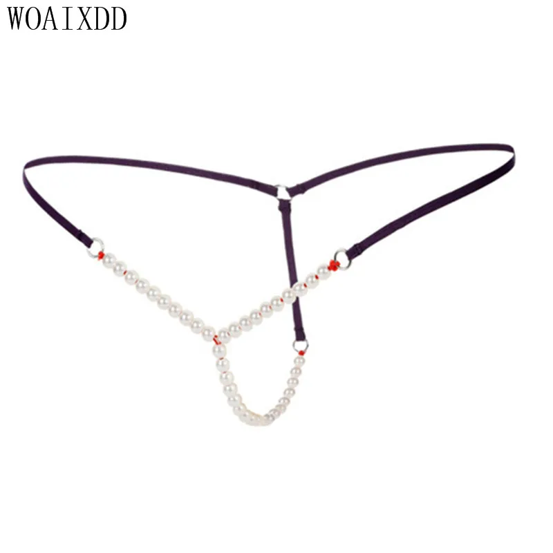 Большие размеры сексуальные стринги с жемчугом мини микро женское нижнее белье