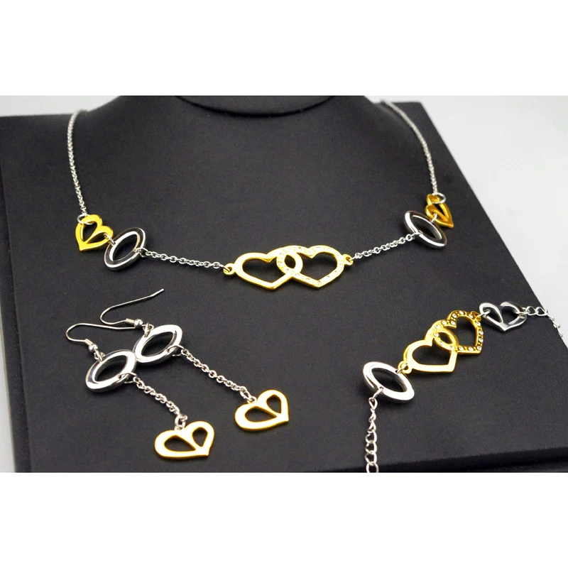 Аксессуары набор ювелирных изделий для женщин и девушек с двойным сердцем