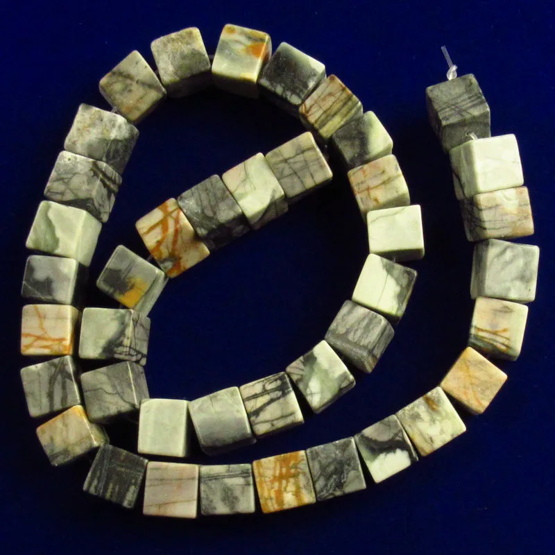 1Strand 10x10mm Picasso Jaspers Cube Loose Bead 15.5 inch yl31401 | Украшения и аксессуары