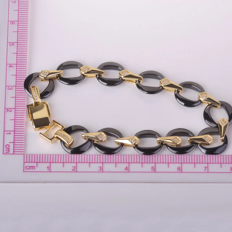 Blucome Черной Керамики Браслеты Золото/Родием керамический браслет Сияющий