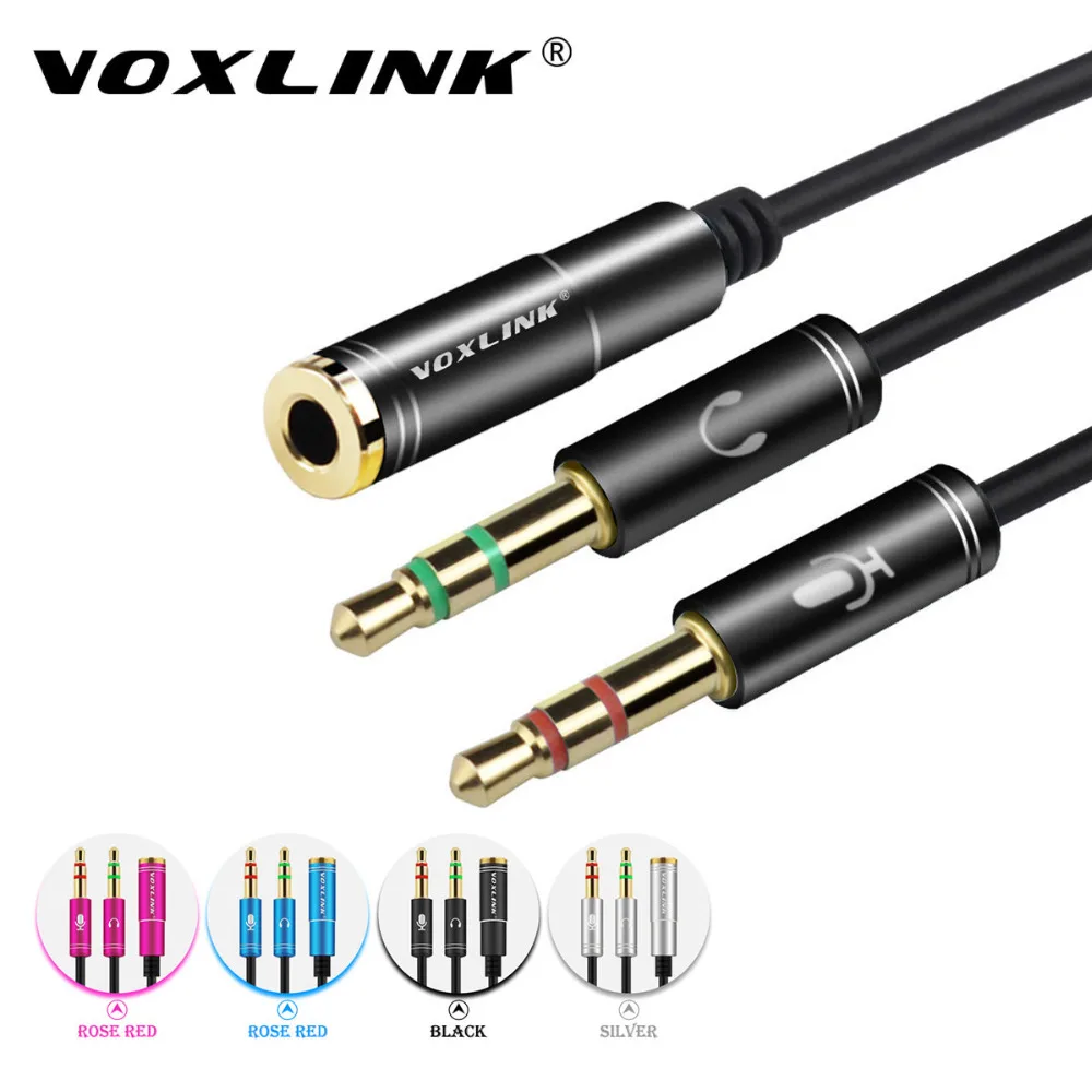 VOXLINK мм 3 5 AUX кабель с микрофоном аудио Y Splitter адаптер Женский до 2 порты и разъёмы