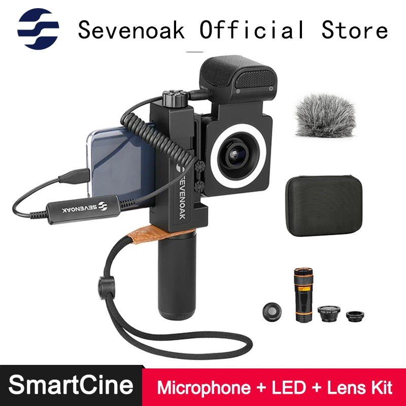 Sevenoak SmartCine стерео микрофон светодиодный светильник кольцо объектив телефон
