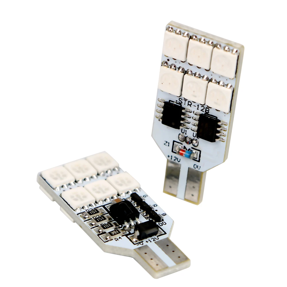 LEEPEE 2 шт./компл. T10 SMD 5050 W5W RGBW светодиодный светильник на танкетке с пультом