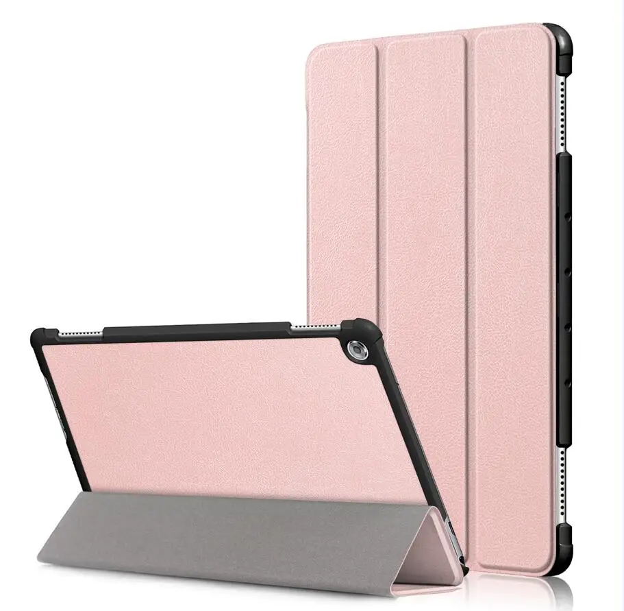 Чехол для huawei MediaPad M5 lite 10 BAH2-W19/L09 10,1 ''чехол huawei M5 Lite 10 режима сна-подставка с откидной крышкой из кожи Funda+ стилус - Цвет: Розово-красный