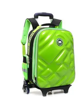 6 wheels green 3d сумка на колесиках для мальчиков, школьная Детская сумка на колесиках, детская дорожная сумка, 6 колесиков, рюкзак-тележка для школы - Цвет: 6 wheels green
