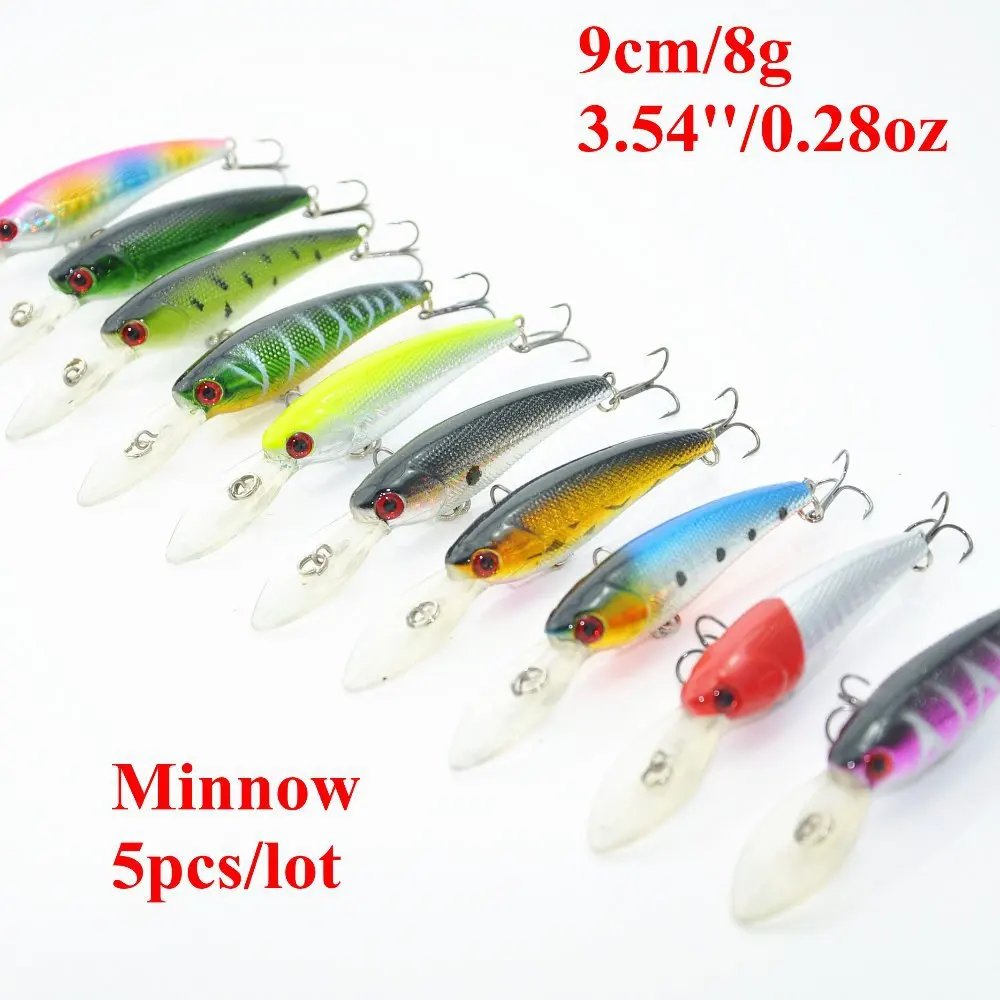 Minnow 8 г 9 см Жесткая наживка 3 54 ''/0 28 унций 5 шт. рыболовная приманка с острыми