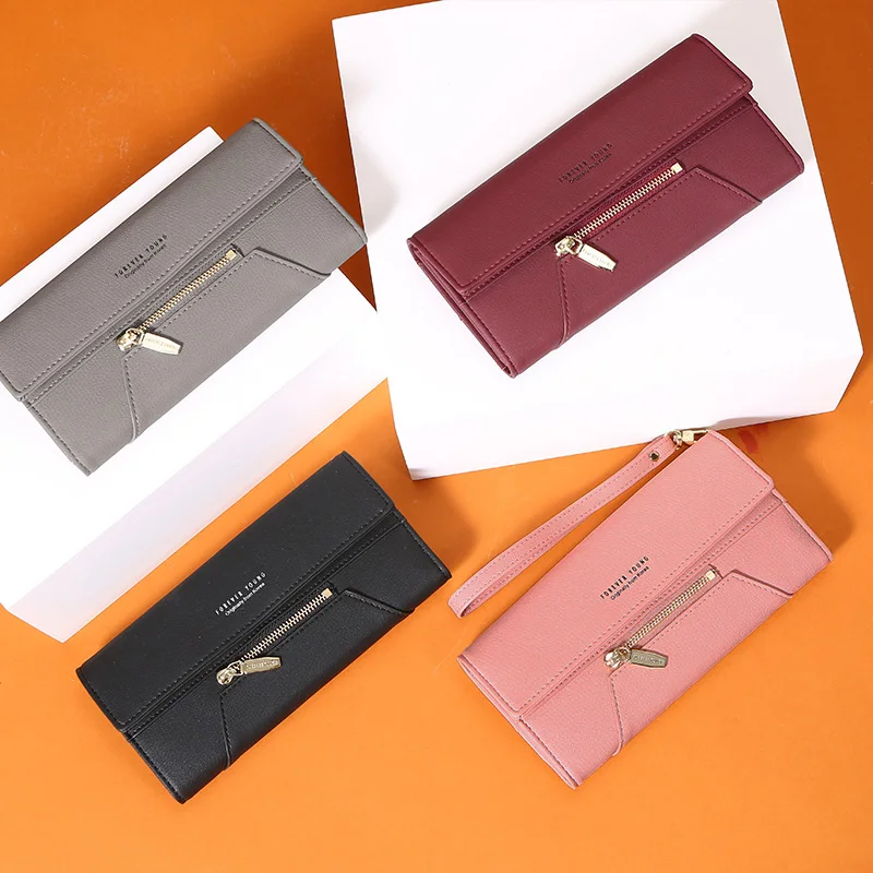 Forever Young Wristlet Clutch Wallet Women Many Departments Female Wallet Zipper Designer Ladies Purse Handbag Cell Phone Pocket