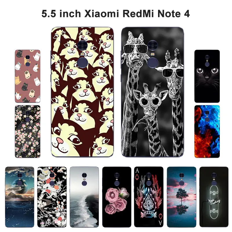 Чехол для Xiaomi Redmi Note 4 Note4 силиконовый чехол с рисунком задняя крышка телефона Xaomi Mi