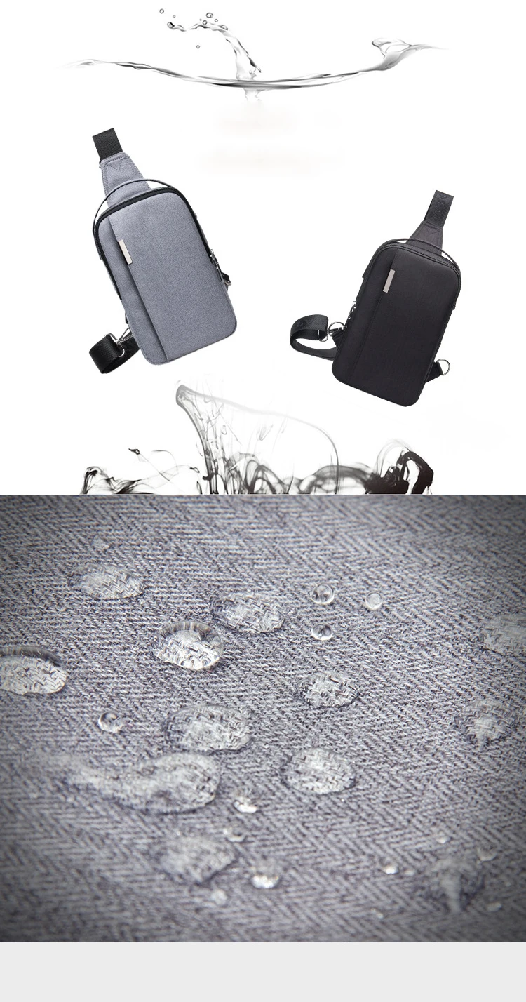 DANJUE Business Chest Bag Oxford Cloth Waterproof Bag Multi-pocket Chest Bag With Headphone Hole