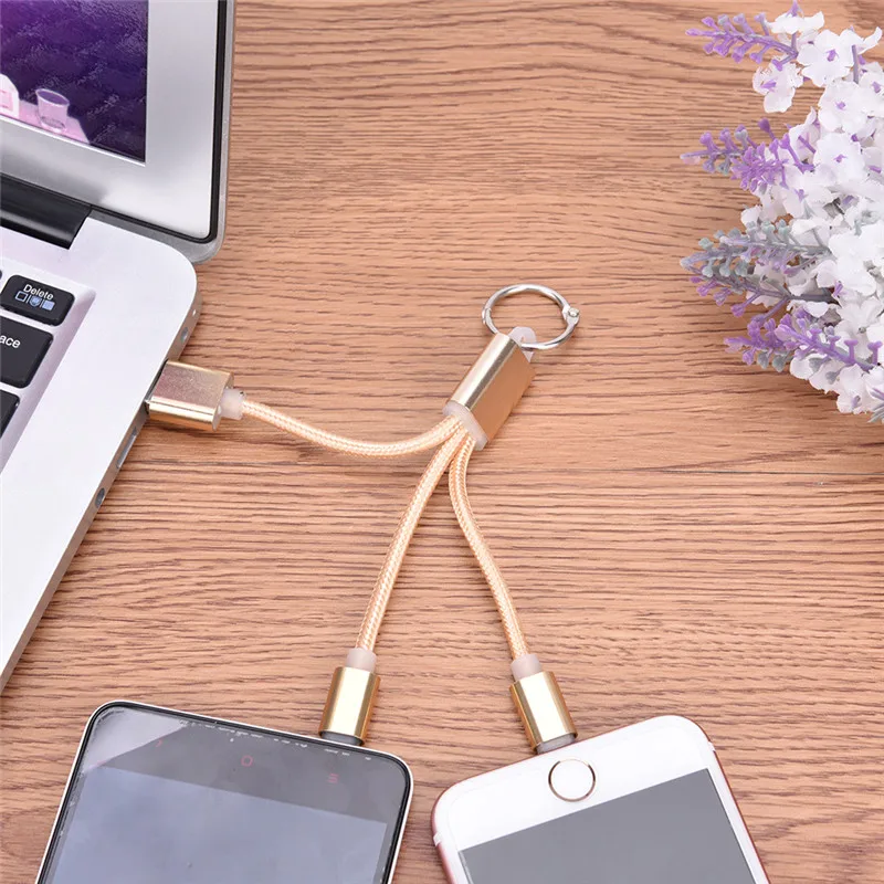 Высокое качество 2 в 1 USB кабель металлический брелок Micro USB кабель для передачи данных зарядное устройство брелок кабель 13,5 см