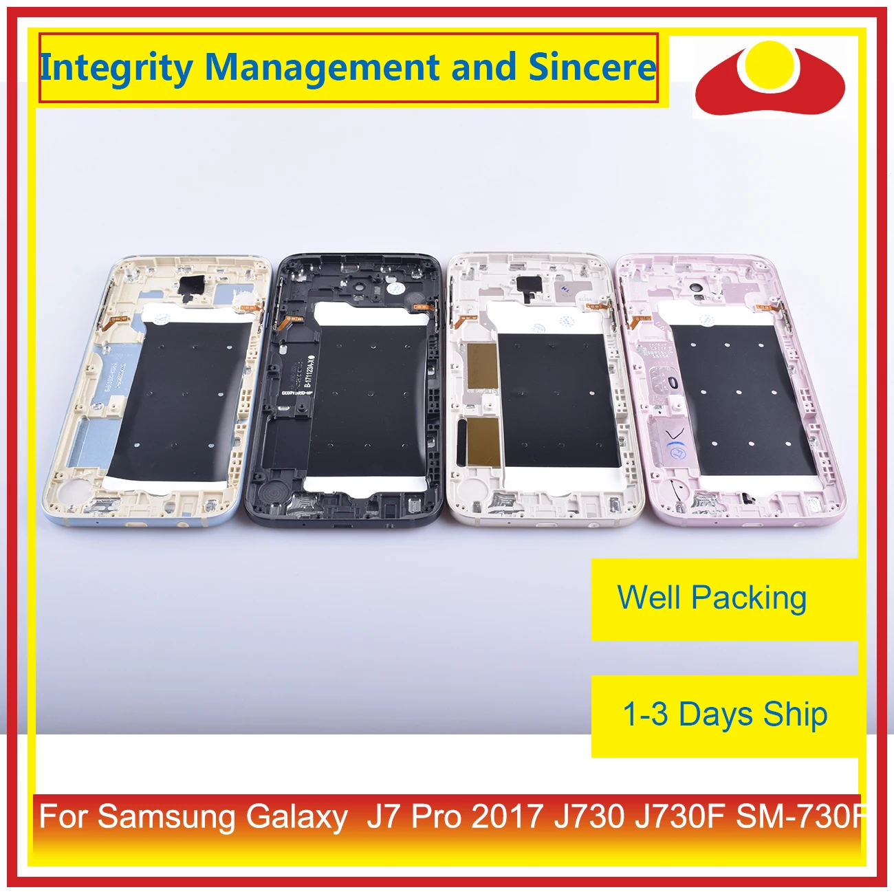 10 шт./лот для samsung Galaxy J7 Pro J730 J730F SM-730F корпус Батарейная дверная рама задняя крышка чехол Корпус Корпуса