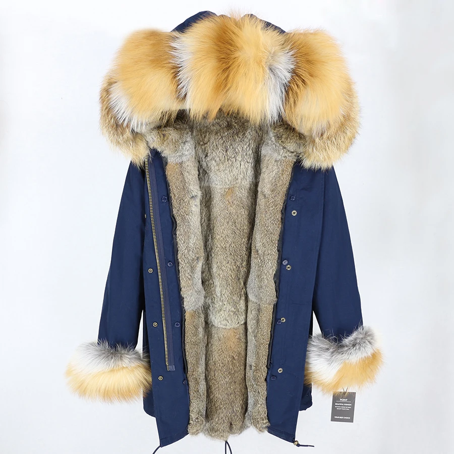 32 OFTBUY, зимняя женская куртка, длинная парка, настоящий золотой Лисий мех, воротник, капюшон, натуральный мех кролика, подкладка, толстая, теплая, парка, уличная одежда - Цвет: 32