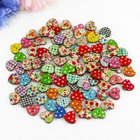 new 100 multicolor heart shaped 2 holes wood sewing buttons scrapbooking knopf bouton 591w drop shipping