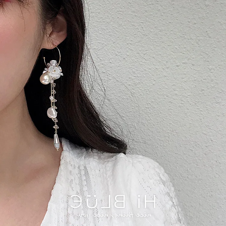 2019 Мода натуральная основа цветок кристаллы жемчужины бусины длинная